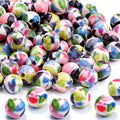 100 PCS 10mm Resin Beads Bulk for Bracelet Making Kit, Green Leaves Printed Round Loose Beads for Jewelry Earring Necklace Rings Art Craft DIY Projects