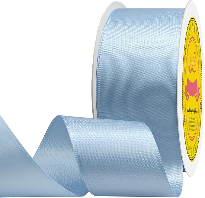 Double Face Dusty Blue Satin Ribbon 1-1/2 inch X 25 Yards Polyester Ribbon for Gift Wrapping Very Suitable for Weddings Party Hair Bow Invitation Decorations and More