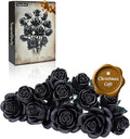 iATOM Black Rose Bouquet Building Set, Gothic Artificial Flowers Botanical Collection Kit for Adults for Home Office Table Centerpiece Retro Decor - IA11001