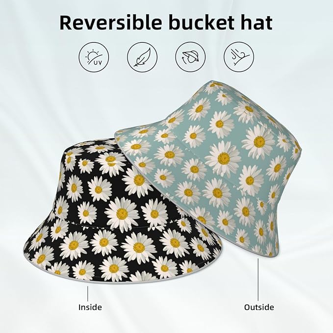 Hat Reversible Fisherman Hats Double Sided Wearing for Women Men Boys Girls