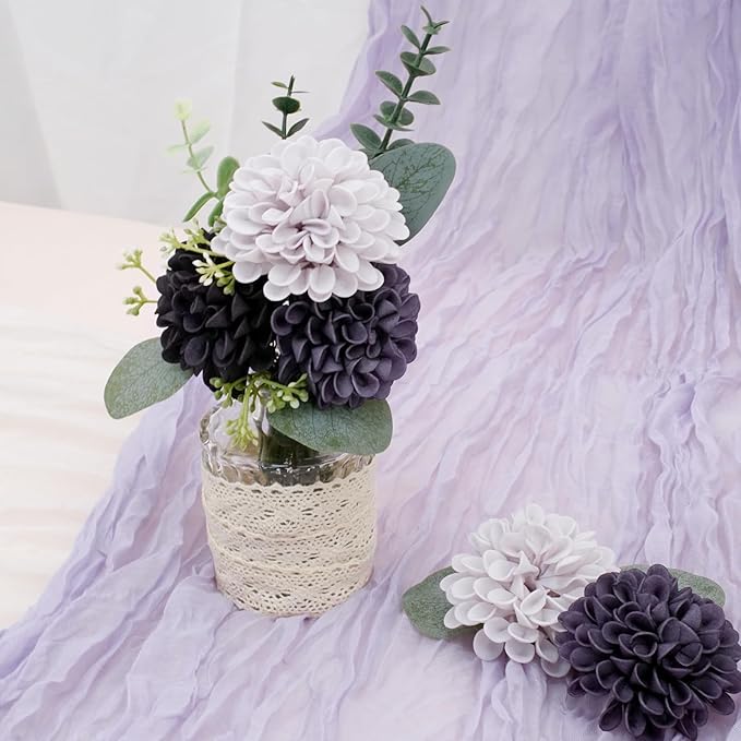 Artificial Flowers, 50pcs Realistic Artificial Rose for DIY Wedding Bouquets Centerpieces Arrangements, Gradient Violet Shades Dahlia Flowers with Stem for Bridal Shower Party