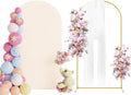 Putros 7.2ft Metal Arch Stand with Cover Beige Spandex Fitted Wedding Arch Cover and Round Top Chiara Backdrop Stand Set for Birthday Party Baby Shower Decoration