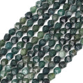Faceted Natural Moss Agate Stone Round Beads 10mm 36cm/Strand for Jewelry Making