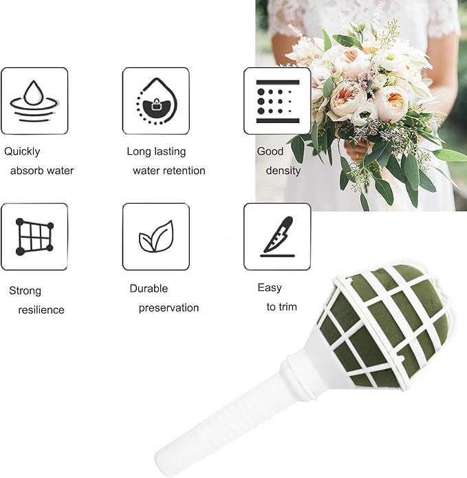 Etetevntt 6 PCS Bouquet Holders Foam Floral Handle Handle Bouquet Holder for DIY Wedding Foam Bouquet Handle Flower Arrangement Wedding Bouquet Supplies