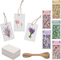 100 Pcs Blank Gift Tags with Floral Stickers and Jute Rope, 2 x 3 in Elegant Watercolor Floral Theme 5 Flower Designs DIY Gift Tags for Wedding Christmas Party Favor Bridal Shower Birthday