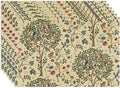 Vintage Trees Placemats Set of 6, William Morris Retro Boho Botanical Plant Birds Place Mats, Heat Resistant Non Slip Cotton Linen Dining Table Mats for Home Kitchen Party 18x12 Inch