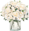 4 Bundles White Peonies Artificial Flowers Silk Flower Centerpieces for Tables Fake Flower Arrangements Bouquets Mixed Roses Hydrangea with Stems for Wedding Bridal Bouquets Home Table Decor