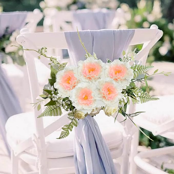 20pcs 5" Artificial Flower Peonies, Silk Peonies with 6" Stems, Flowers Suitable for Wedding Bouquets, Home Party Decoration (Champagne)