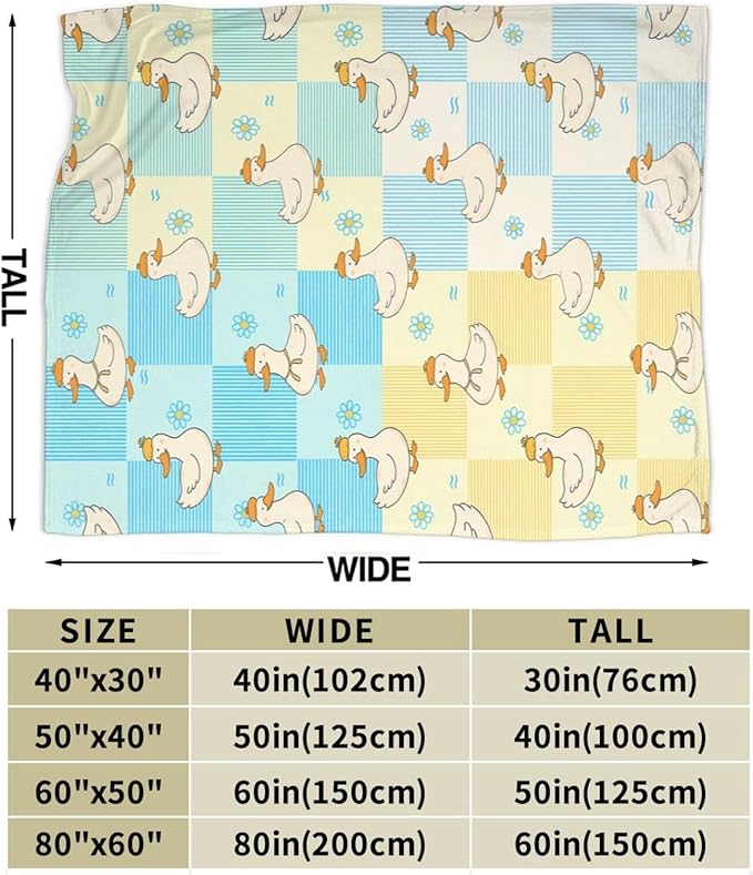 Funny Duck Blanket Cute Duck Throw Blanket Soft Cozy Fleece Fuzzy Stuffed Plush Flannel Gifts for Girls Women Boys Kids Adults 50"X60"