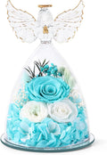 FIACO Gifts for Women Mom Preserved Rose Forever Flower in Glass Angel Figurine Fresh Flowers for Delivery Birthday Gifts for Grandma Wife Sister Christmas Anniversary Eternal Roses