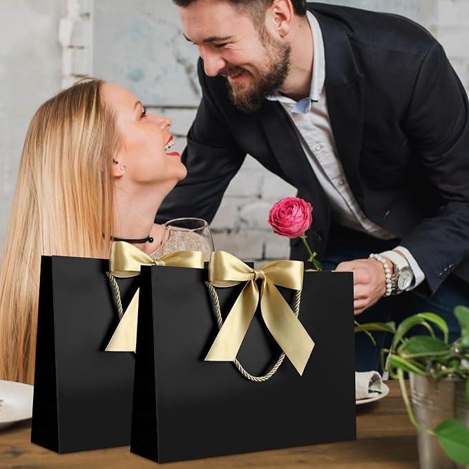 JMANNI Gift Bag, 1PCS Gift Bags Large with Ribbon and 1 Greeting Cards 2 Tissue Paper, Portable Paper Gift Bag with Handles, Birthday Gift Bags,Present Bags for Wedding Party Mothers Day
