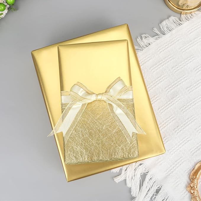 NESCCI Matte Metal Gold Wrapping Paper, Solid Color Paper,Gift Wrapping Paper,Perfect for Wedding,Valentine's Day,Birthday, Christmas,Baby Shower,DIY Bouquet (17.5 Inches X 32.8 Feet)