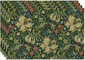 Vintage Floral Placemats Set of 4, William Morris Retro Boho Botanical Plant Place Mats, Heat Resistant Non Slip Cotton Linen Dining Table Mats for Home Kitchen Party 18x12 Inch