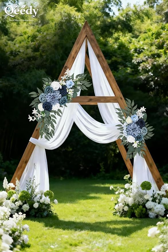 Wedding Arch Flowers Set of 2, Artificial Wisteria & Greenery Garland for Wedding Ceremony Backdrop, Wedding Floral Arrangement for Arch, Photo Booth & Reception Decor (Dusty Blue)