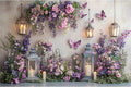 YongFoto Elegant Flower Wall Backdrop 6x4ft Floral Butterfly Candle Photography Background Baby Bridal Shower Wedding Girl Birthday Party Banner Room Decor Portrait Photoshoot Wallpaper Photo Booth
