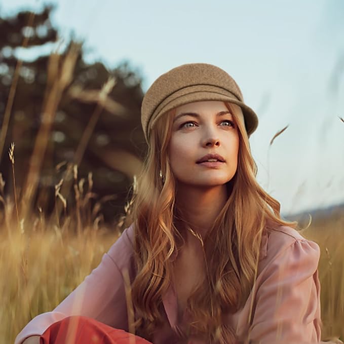 Women Retro Classic Visor Newsboy Cabbie Cap Beret Hats with Flower Buckle for Woman Ladies