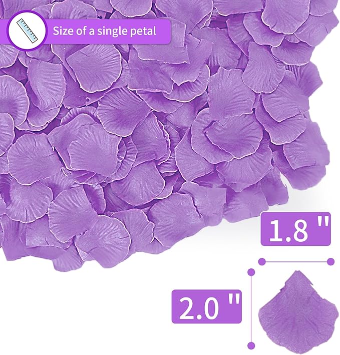 1000 Pcs Artificial Fake Rose Petals,Flower Petals for Romantic Night, Engagement, Party, Wedding, Event Flower Decorations, in Bulk(Purple)