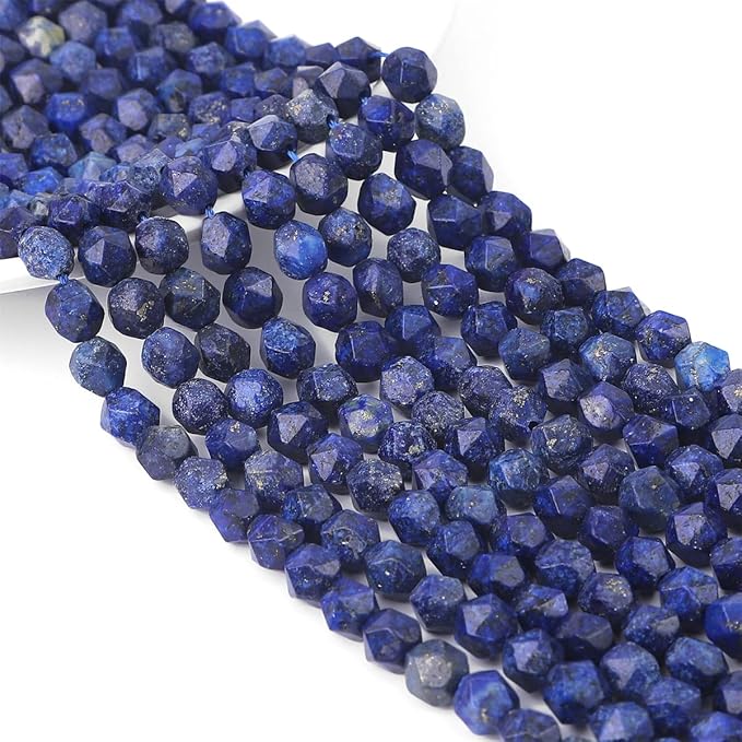 Faceted Natural Lapis Lazuli Stone Round Beads 10mm 36cm/Strand for Jewelry Making