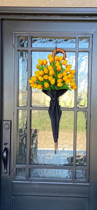 Tulips Artificial Flowers 20 Pcs Orange Fake Tulip Stems Real Touch PU Tulips for Easter Spring Wedding Bouquet Home Centerpiece Floral Arrangement Table Décor