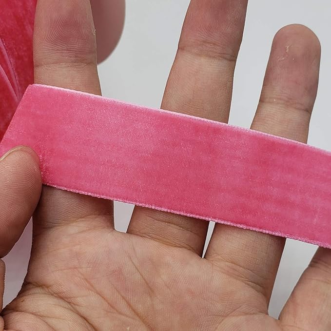 10 Yards Velvet Ribbon Spool (Dark Pink, 1")