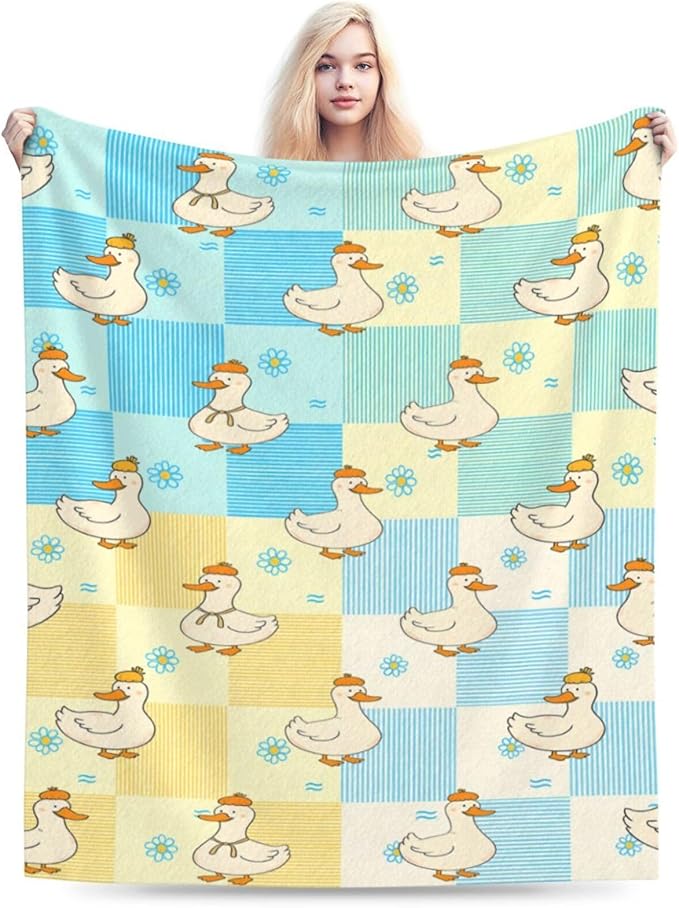 Funny Duck Blanket Cute Duck Throw Blanket Soft Cozy Fleece Fuzzy Stuffed Plush Flannel Gifts for Girls Women Boys Kids Adults 60"X80"