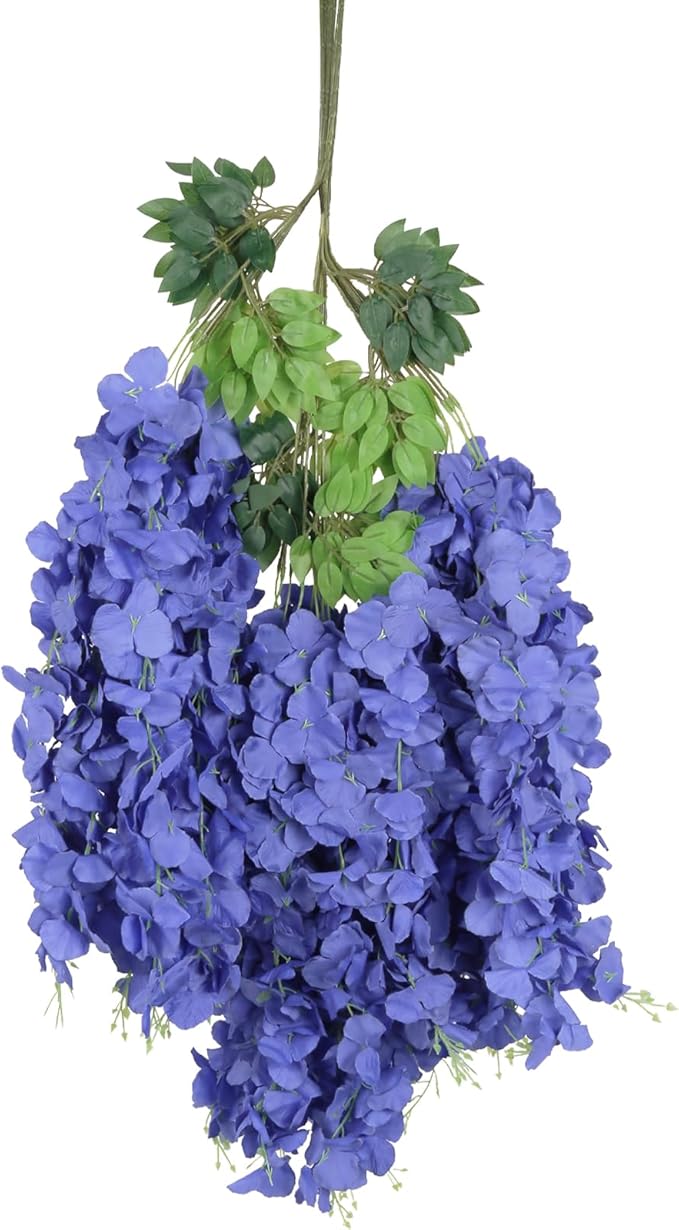 12Pack Royal Blue Wisteria Hanging Flowers Artificial Flowers Garland 3.6ft Fake Wisteria Silk Flowers Vines Faux Hanging Flowers String for Garden Home Wall Wedding Party Decor (Royal Blue)