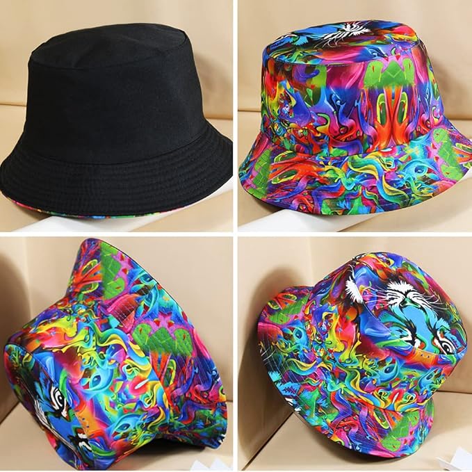 Malaxlx Unisex Bucket Hat Beach Sun Hat Aesthetic Fishing Hat for Men Women Teens, Reversible Double-Side-Wear