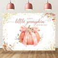 Sweet Little Pumpkin Baby Shower Backdrop for Girls Floral Pink Bowknot Golden Glitter Fall Photography Background Newborn Baby Shower Party Decoration Supplies Banner Photo Booth Props 7x5ft