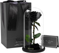 JoyFlower Single Rose Real Rose Flower Gifts for Mom from Daughter Son, Birthday Gifts for Women, Eternal Rose Preserved Flowers for Delivery Prime for Christmas Valentine's Mothers Day(Black)
