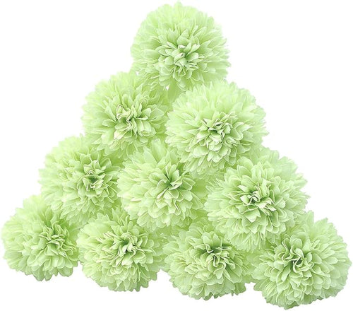 10Pcs Artificial Fake Flower Plants Silk Chrysanthemum Ball Hydrangea Arrangements Wedding Bouquets Decor Home Kitchen Garden Party Table Floral Centerpieces DIY (Mint Green)