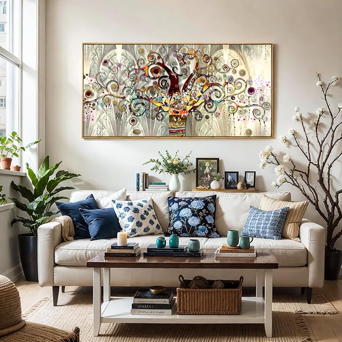 Wall Art Abstract Art Paintings Tree of Life Posters Prints Landscape Picture Colorful Modern Canvas Painting for Living Room Bedroom Office Large Decor 30"x60" with Framed