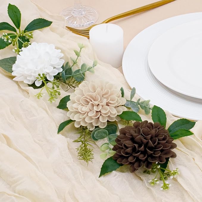 Artificial Flowers, 100pcs Artificial Rose for DIY Bouquets Arrangement,Chocolate and Tan Dahlia Flowers Foam Fake with Stems for Wedding Shower Party Floral Arrangements Tables Home Decorations