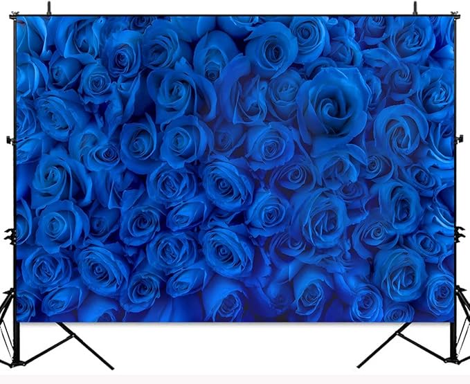 Blue Rose Flower Backdrop Royal Blue Rose Floral Valentines Day Photography Background Wedding Bridal Shower Photo Backdrops Birthday Party Decorations Portraits Photo Shoot Props 7x5ft