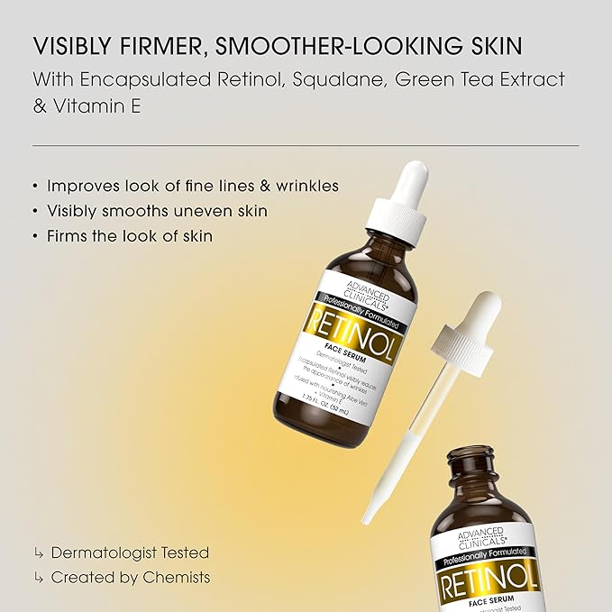 Advanced Clinicals 3 Pack Face Serum Essentials Set | Brightening Vitamin C, Firming Retinol, & Hydrating Hyaluronic Acid Serum Gift Box | Travel Size Gift For Women | Anti Aging Skin Care Products