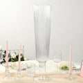 Efavormart 4 Pack Clear Ribbed Glass Trumpet Vases, Heavy Duty Flower Vases for Weddings and Centerpieces - 26"