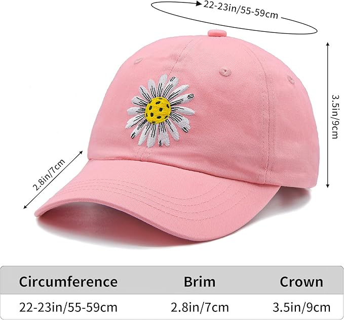 Waldeal Pickleball Hat for Women, Ajustable Embroidered Daisy Washed Denim Baseball Cap