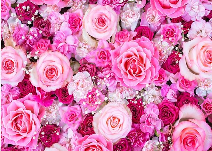 CHAIYA 7x5ft Flower Backdrop Rose Flowers Floral Wall Photography Background Birthday Baby Shower Wedding Party Banner Spring Tea Party Backdrop Photo Booth Props CY355