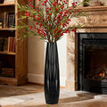 Black Ceramic Tall Floor Vase – 24" Modern Minimalist Decorative Large Vase for Living Room Corner, Entryway, or Office Home Decor