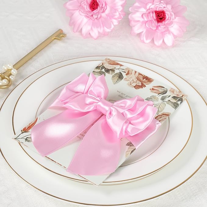 Pink Ribbon 1-1/2 Inch, 60 Yards Pink Satin Ribbon for Flower Bouquet Gift Wrapping Eternal Flower Crafts Christmas Wedding Hair Baby Shower