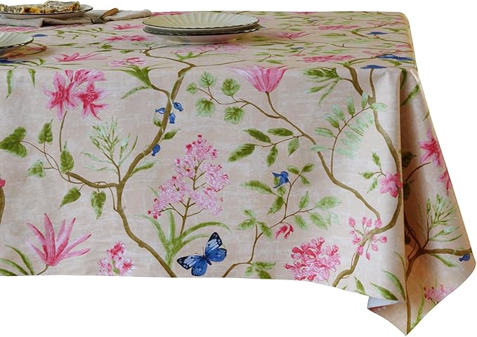 Rectangle Table Cloth,100% Waterproof Tablecloth Oil Proof Spill Proof Vinyl Table Cloth, Wipe Clean Plastic Table Cover for Dining, Camping, Indoor and Outdoor 54" x 84",Pink