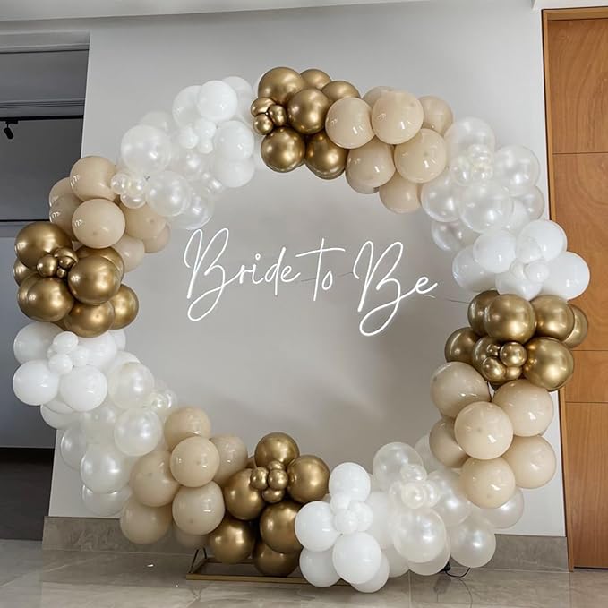 Sand White Gold Balloons 12 Inch White Beige Boho Latex Balloons with Metallic Chrome Gold Nude Neutral Cream Helium Balloon for Baby Shower Bride Wedding Birthday Anniversary Party Decorations