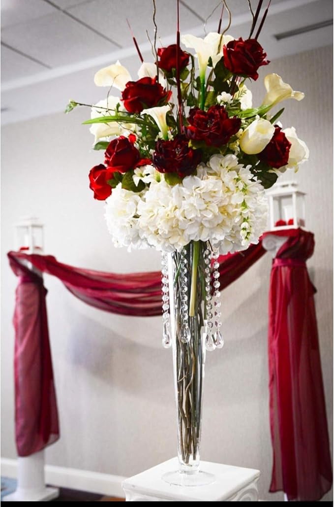 WGV Trumpet Glass Vase Bulk, Open 5", Height 23.5", (Multiple Sizes Choices) Clear Tall Pilsner Floral Planter Container Centerpiece, Wedding Event Home Decor, 6 Pieces (VTV0524)