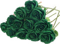 Felice Arts 12 Pack Green Artificial Roses Emerald Green Flowers with Stems Silk Roses Fake Flowers Bouquet for Christmas St Patricks Day Wedding Centerpiece Table Vase Home Kitchen Party DIY Decor
