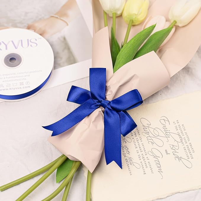 Royal Blue Satin Ribbon, 1 Inch X 50 Yards, Premium Polyester, Perfect for Gift Wrapping, Crafts, Wedding Decor