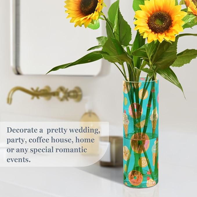 ALAZA Ice Cream Donuts Pattern Flower Vases for Home Decor Kitchen Bedroom Living Room Bathroom Office Table Decorations