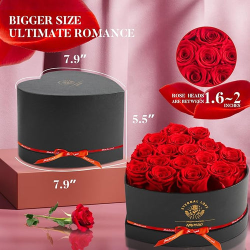 16-Piece Preserved Rose Birthday Gifts for Women, Eternal Rose Preserved Flowers for Delivery Prime Mothers' Day, Valentine's Day, Christmas, Birthday - Red Roses