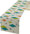 Mid Century Table Runner, Modern Atomic Pattern Absctract Geometric Retro Dinner Runner for Home Kitchen Dining Table Decoration, 13x108 Inch