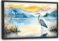 Heron Bird Large Decor Wall Art Mountain Landscape Framed Pictures for Living Room, Oversized Canvas Print Painting Modern Extra Large Framed Artwork for Bedroom Office Home Decor 36"x24"