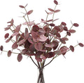 6pcs Real Touch Artificial Eucalyptus Stems Dual-Sided Lifelike Leaves Fake Eucalyptus Plants for Wedding Flower Arrangement Centerpiece Bouquet Home Office Decor(Purple)
