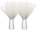 Geosar 30 Pcs Christmas Artificial Glitter Berry Stem Decorations 17 Inch Faux Stick Floral Pick Centerpiece Bouquet Flower Bead Twigs for Centerpiece Tree Wreath Xmas Ornaments Home(White)